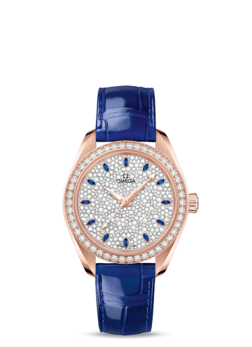 Omega Seamaster Aqua Terra 150M Master Chronometer 34 Sedna Gold / Diamond / Snow Sapphire / Alligator
